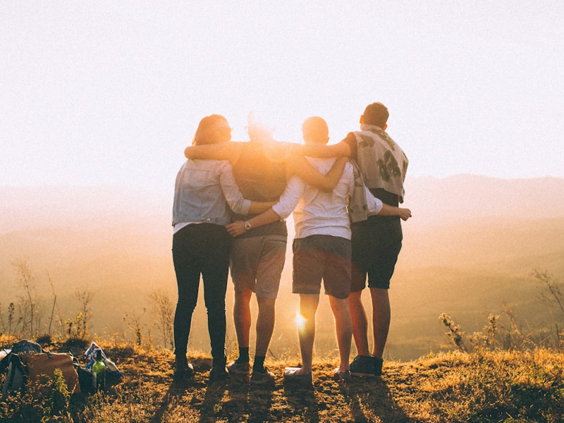 Group of friends on adventure trip