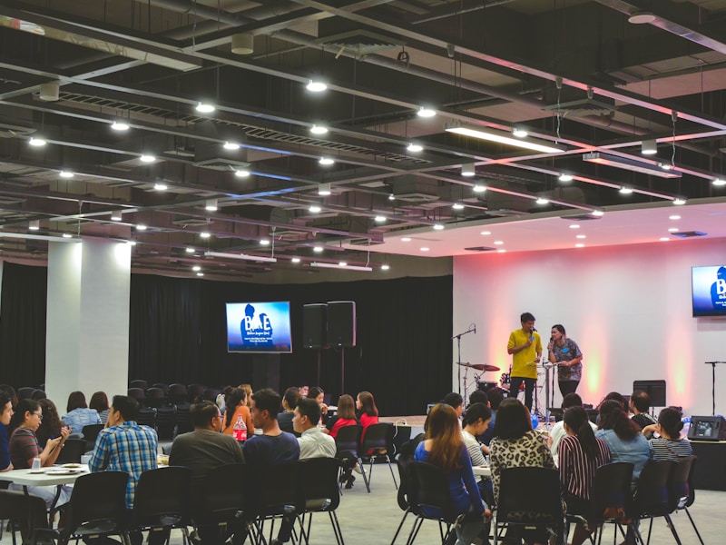 Conference room with attendees
